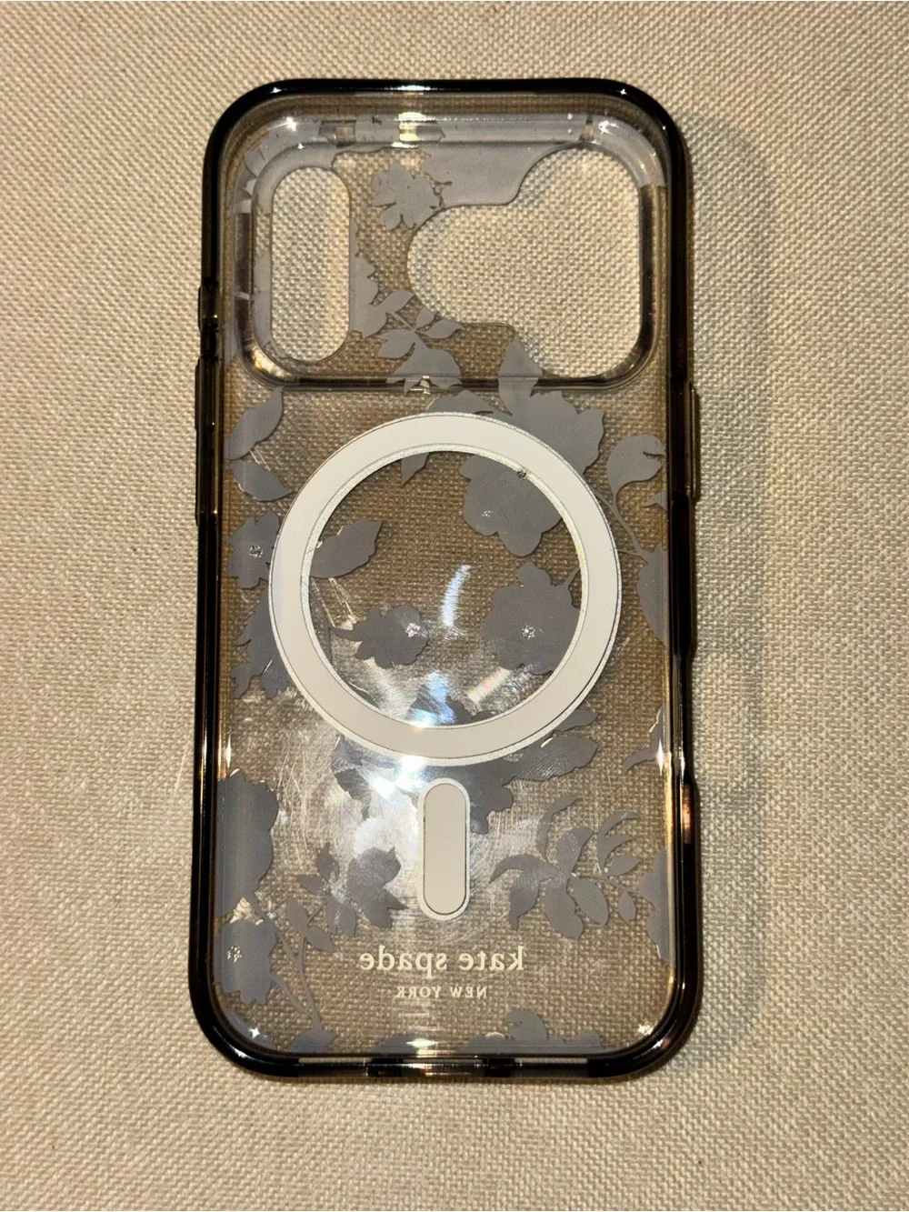 kate spade Floral Clear iPhone Case with Pink and Gold Accents